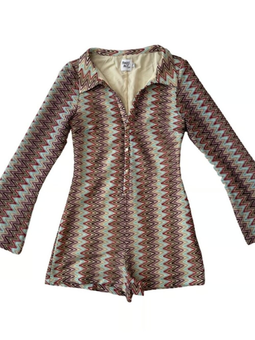 Princess Polly Bell Sleeve Knit Collared Retro Romper